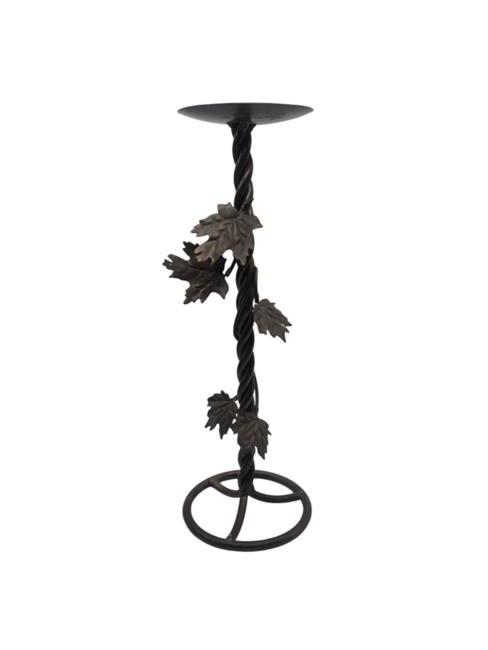Metal Twisted Leaf Design Candle Holder 13 Inch Autumn Fall Goth Cottage Style